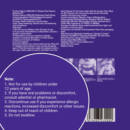 Teeth Whitening Strips (7 Treatments/14 Strips) - Peroxide-Free Whitening Kit with Hydroxyapatite, Enamel Safe + Cheek Retractor, Easy 3-Step At-Home Teeth Whitening for Deep Stain Removal