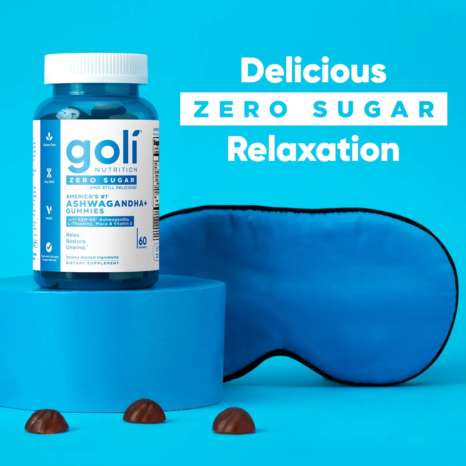 Zero Sugar 3-in-1 Wellness Gummies – Pre + Post + Probiotics, Apple Cider Vinegar, Ashwagandha, L-Theanine, Vitamin B12 & D. Vegan, Gluten-Free, Non-GMO